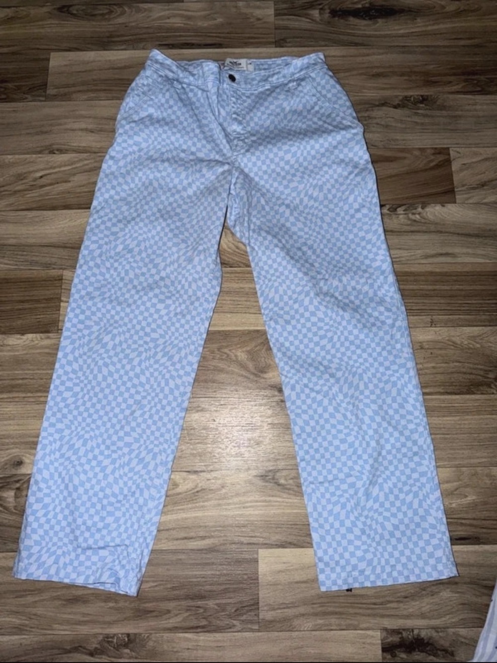 Hollister Light Blue Checkerboard High-Rise Jeans